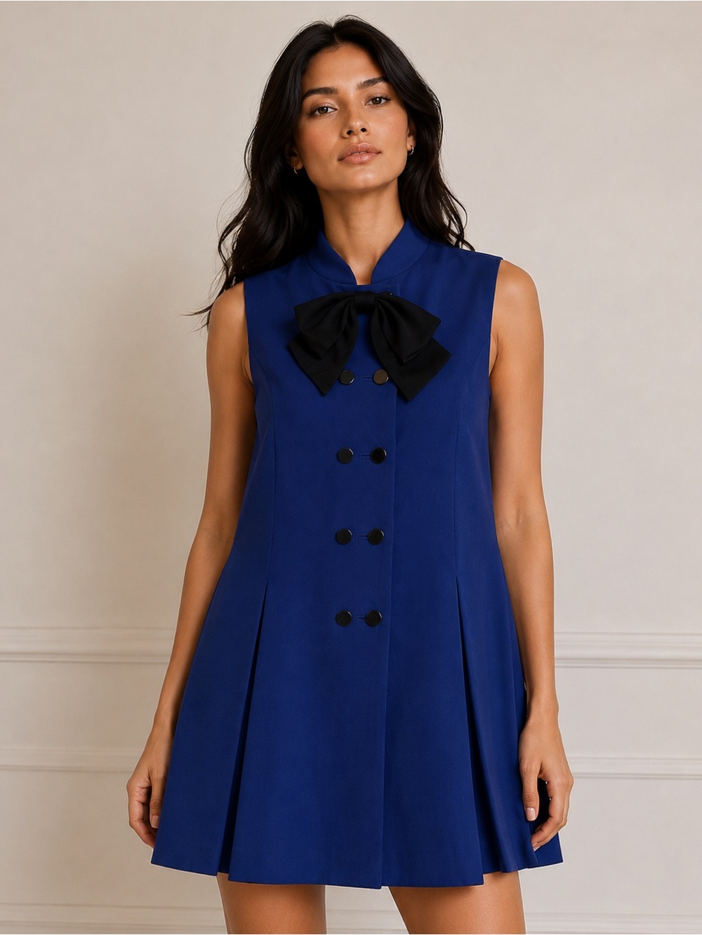 Jill Stuart Blue Wool Dress with bow tie